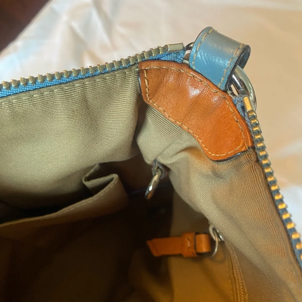 Coach Signature C Brown & Blue Canvas Bag AND Wallet - Picture 12 of 16